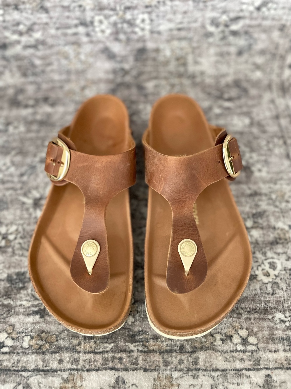 Birkenstock Gizeh Big Buckle Cognac Size 39 REGULAR Width Oiled Brown Leather - Picture 6 of 14
